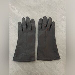 VTG Fownes Black Soft Leather Gloves Polyester‎ Lining, Women’s Size 7, WPL 9522